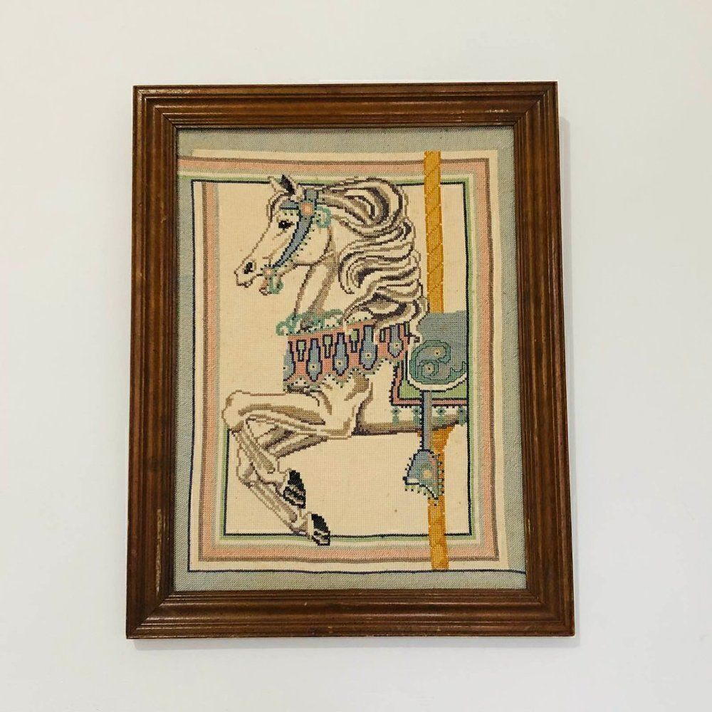 Carousel Horse Cross Stitch Embroidery Vintage